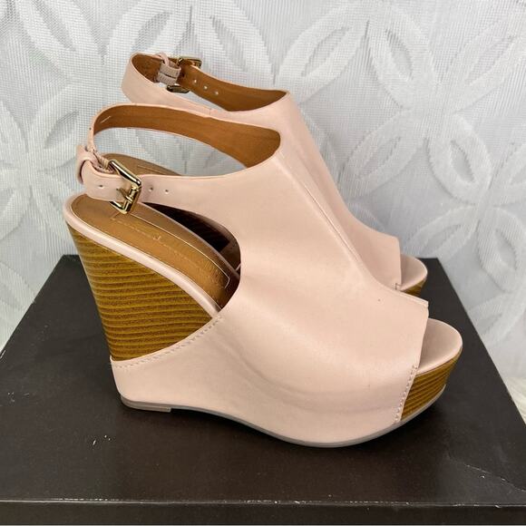 Leila Stone Raya Mauve Sling Back Platform Wedge - New - Picture 5 of 9